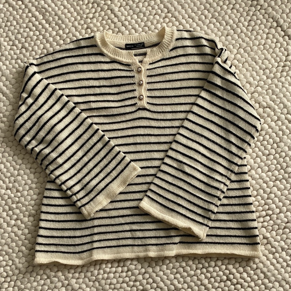 Striped bell sleeve sweater
